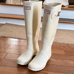 Hunter Wellington Cream Tall Waterproof Rain boots
